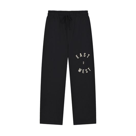 East2West Circle Logo Solid Color Straight-Leg Sweatpants