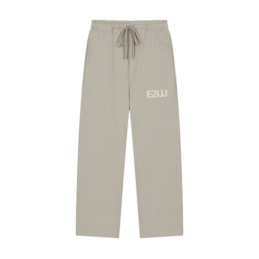 E2W Logo Solid Color Straight-Leg Sweatpants