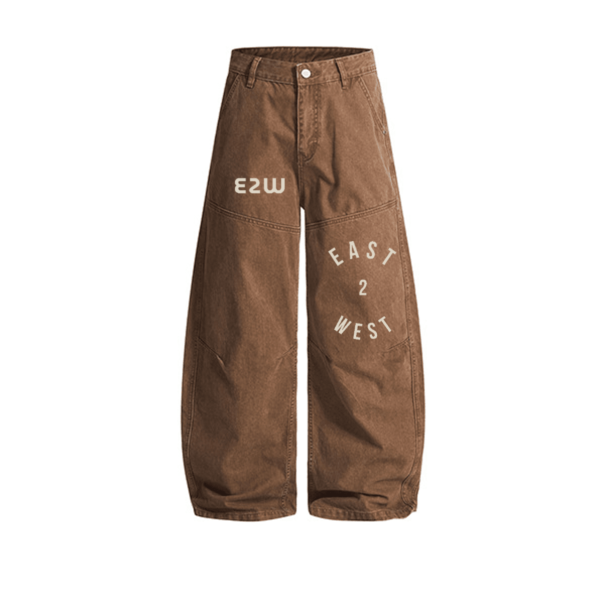 E2W Unisex Washed Curved Blade Denim Jeans