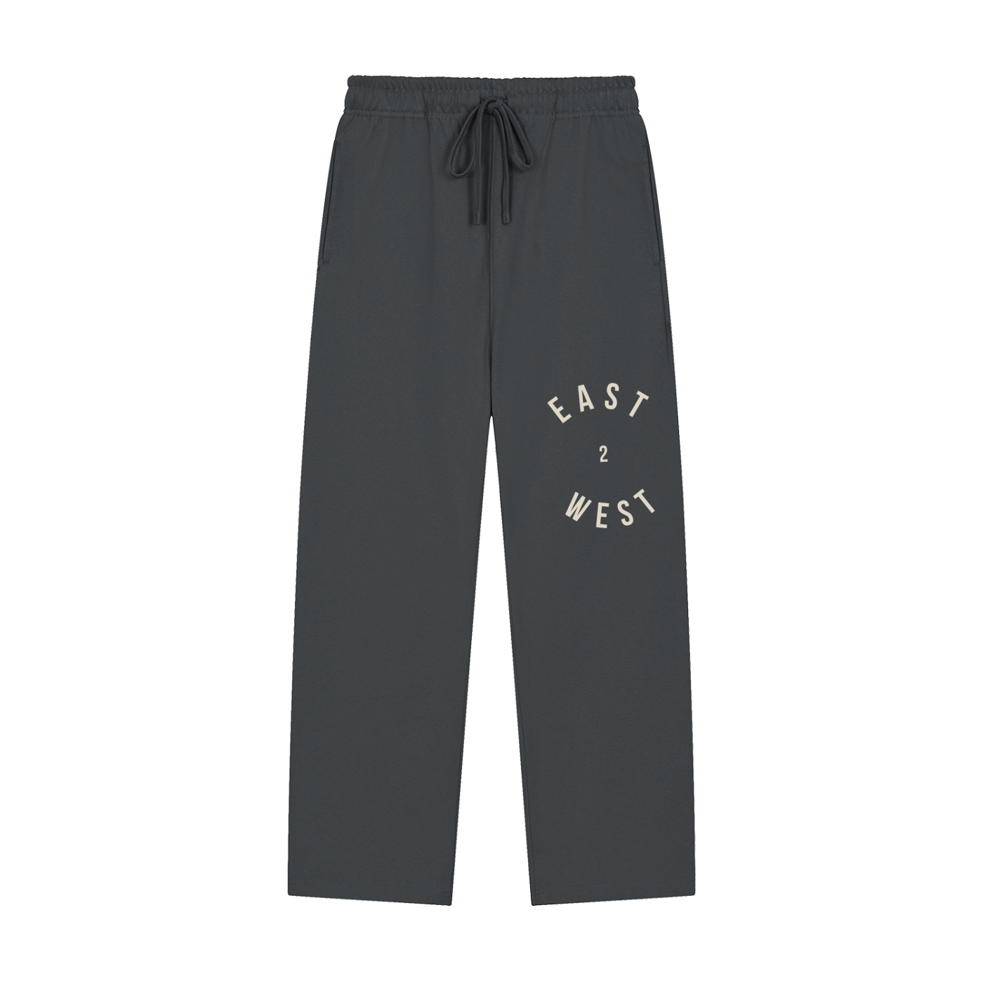 East2West Circle Logo Solid Color Straight-Leg Sweatpants